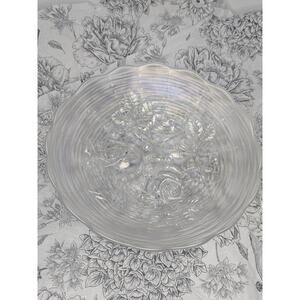 Antique Northwood White Carnival Glass Rose Show Deep Plate Iridescent Frosted